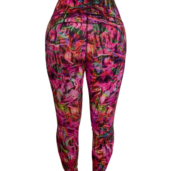Lululemon Fast Free HR Tight 25 Hyper Flow Pink Black HYFL Nulux Pant Run Yoga - Picture 3 of 6